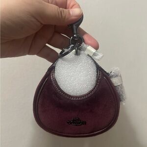 Coach Burgundy velvet carmen Mini Keychain charm